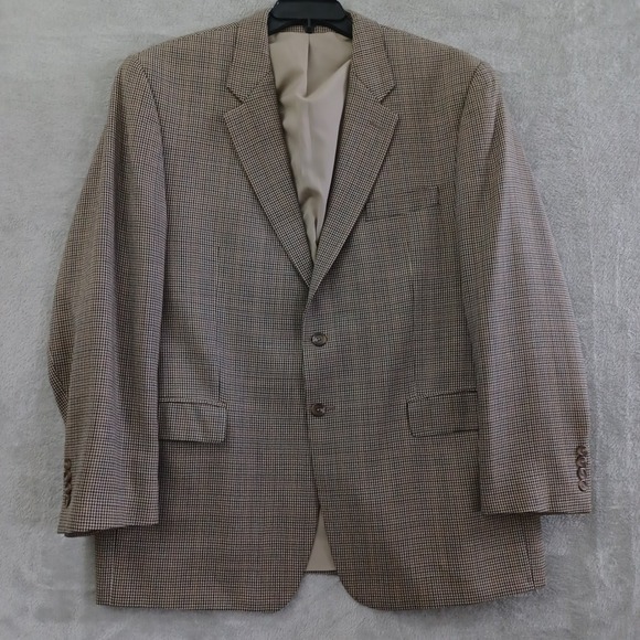 Lauren Ralph Lauren Mens Blazer Sport Coat Houndstooth Wool 46R Classic Business